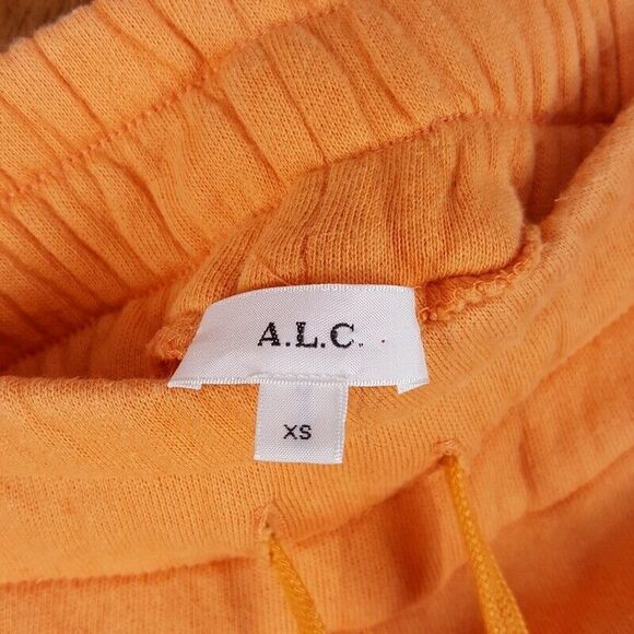 A.L.C. Sweatpants Womens XS Orange Pull On Drawstring Terry High Rise Lounge - Picture 3 of 9